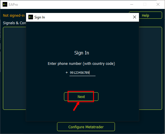 Interface of ExpertAdvisor.pro Telegram Copier Application