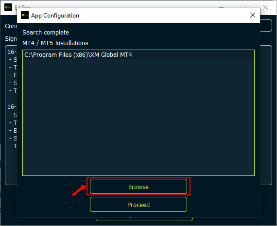 Interface of ExpertAdvisor.pro Telegram Copier Application